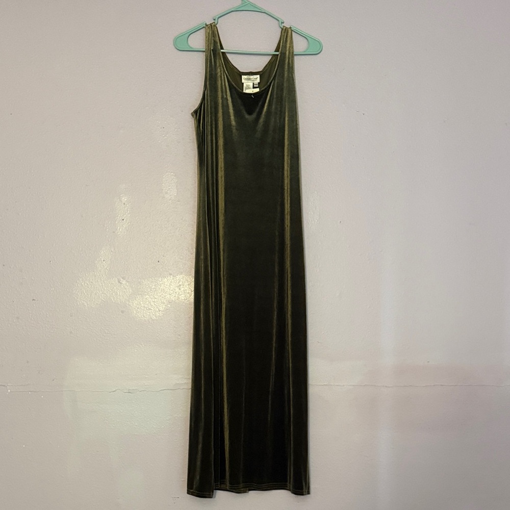Coldwater Creek Olive Velvet Maxi Dress